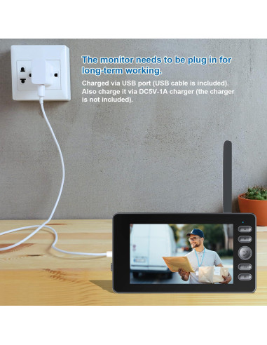 Cámara de Timbre Inalámbrico TKMARS M15 HD 1080P 4.3"
