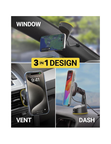 Cargador Inalámbrico para Auto Scosche Qi2 15W MagSafe