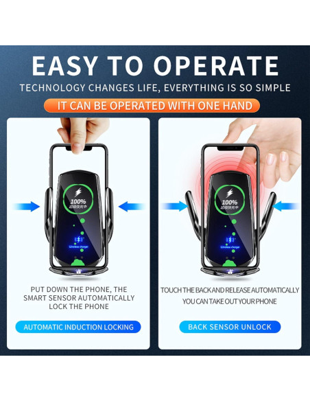 Soporte Cargador Inalámbrico para Auto LFNOWN 15W con Auto-Cierre Soporte Cargador Inalámbrico para Auto LFNOWN 15W con Auto-Cierre