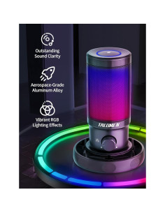 Micrófono Gaming USB Talomen Falcon 8 con RGB y Silencio Rápido 2