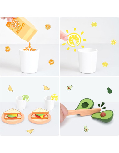 Juego de Picnic de Madera KizKnows 31 Piezas para Niños