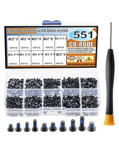 Kit de Tornillos para Laptop CO-RODE 551 Piezas con Destornillador