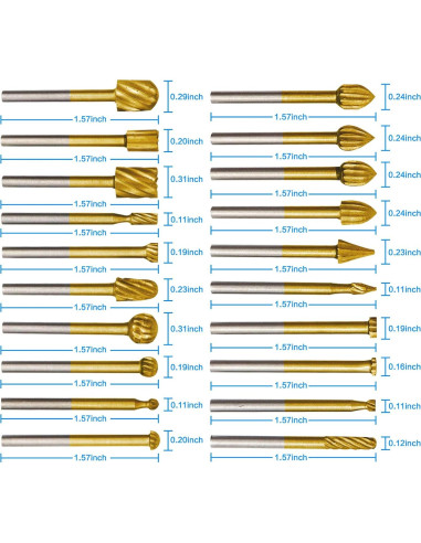 Juego de 20 brocas rotativas DKIBBITH HSS 3 mm para madera