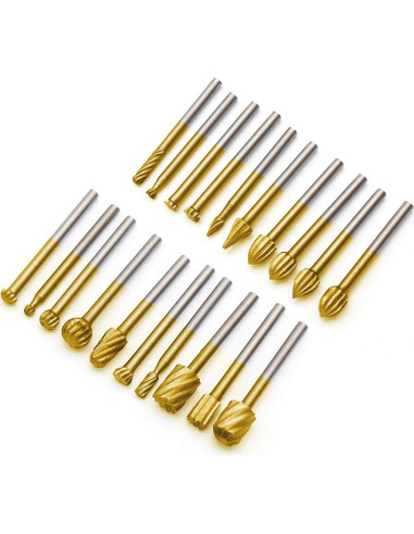 Juego de 20 brocas rotativas DKIBBITH HSS 3 mm para madera