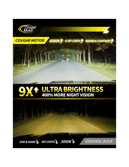 Bombillas de Luz de Niebla H7 Cougar Motor 6500K, Paquete de 2 Bombillas de Luz de Niebla H7 Cougar Motor 6500K, Paquete de 2