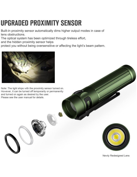 Linterna EDC OLIGHT Baton3 Pro Max 2500 Lúmenes Verde Linterna EDC OLIGHT Baton3 Pro Max 2500 Lúmenes Verde
