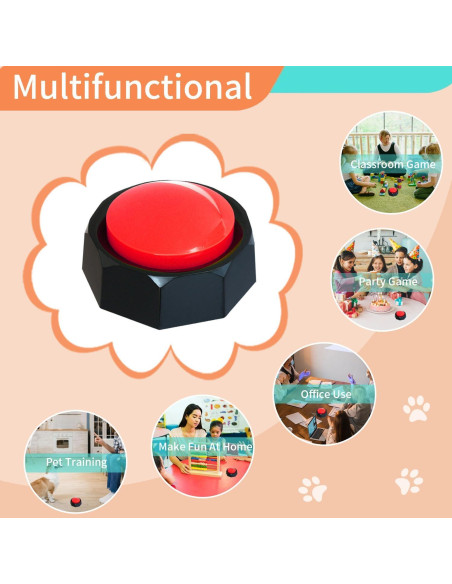 Botón de Entrenamiento para Perros RIBOSY Rojo - Grabable 30s Botón de Entrenamiento para Perros RIBOSY Rojo - Grabable 30s