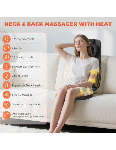 Masajeador de Cuello y Espalda Shiatsu Belhope 4D con Calor
