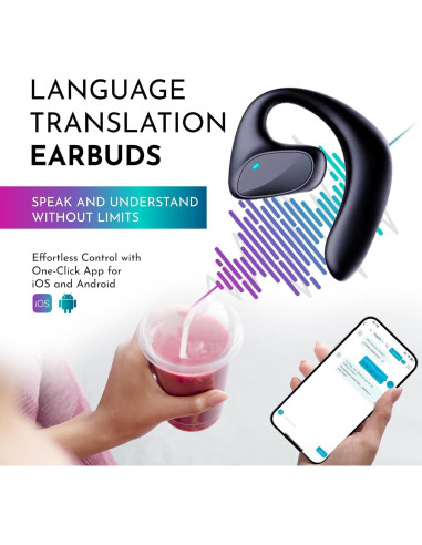 Auriculares de Traducción AI KojinTora Inalámbricos Bluetooth Negro