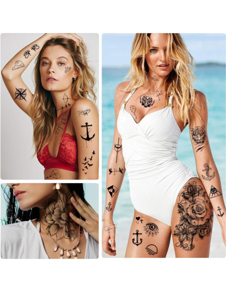 Tatuajes Temporales Impermeables Yazhiji - 40 Hojas Flores y Mariposas Tatuajes Temporales Impermeables Yazhiji - 40 Hojas Flores y Mariposas