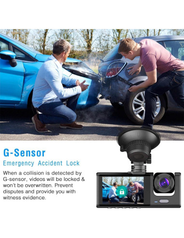 Cámara Doble para Automóvil METRICSQUARE 1080P con Audio