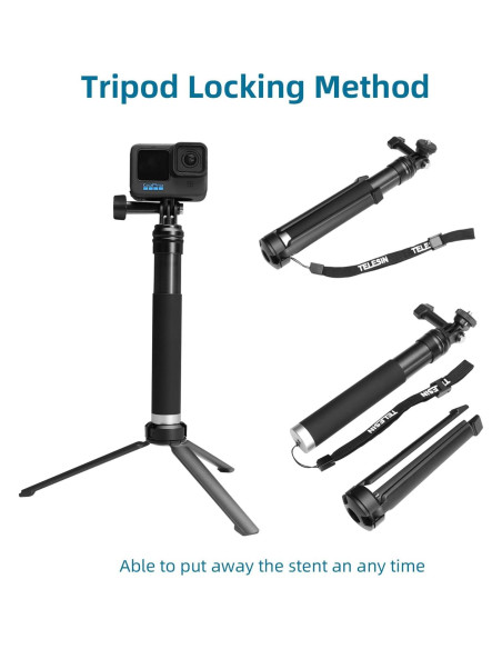 Palo Selfie AFAITH con Trípode para GoPro y Smartphones Palo Selfie AFAITH con Trípode para GoPro y Smartphones