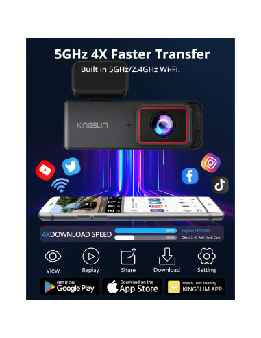 Cámara Dash Kingslim E4 4K Delantera y Trasera con 64GB