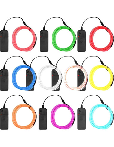 Tuanse 10 Cables LED Neón de 3m con Batería para Decoración
