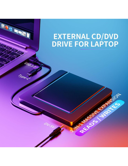 Unidad Externa de CD/DVD Umaniy USB 3.0 Ultra Delgado Unidad Externa de CD/DVD Umaniy USB 3.0 Ultra Delgado