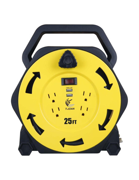 Carrete de Cable de Extensión T-JOAN 7.62m 4 Salidas USB 3.4A Carrete de Cable de Extensión T-JOAN 7.62m 4 Salidas USB 3.4A