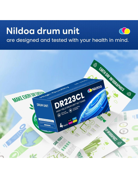 Conjunto de 4 Unidades de Tambor Nildoa DR223CL para Brother Conjunto de 4 Unidades de Tambor Nildoa DR223CL para Brother
