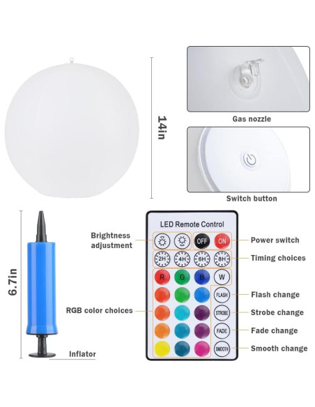 Luces de piscina flotantes LED Blibly 35.5 cm 4 unidades Luces de piscina flotantes LED Blibly 35.5 cm 4 unidades
