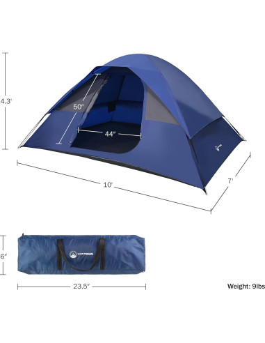 Carpa Familiar para Camping Wakeman 5 Personas Impermeable