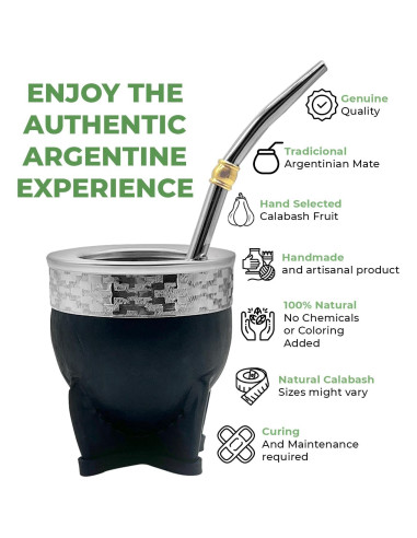 Juego de Taza de Yerba Mate Orgánica CHE MATE 10cm
