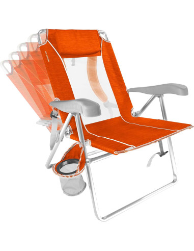 Silla de Playa Reclinable Kijaro Olas de Marea Naranja 5 Posiciones