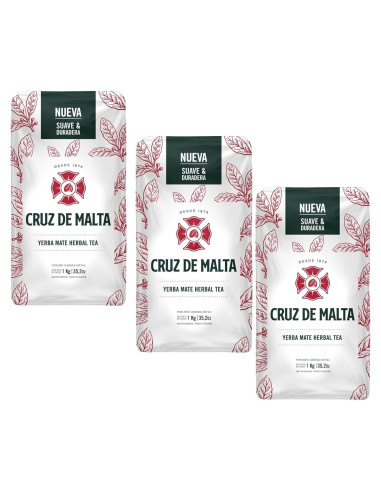 Yerba Mate Cruz de Malta 3 Kilos - Paquete de 3 Bolsas