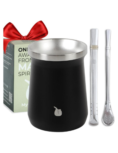 Juego de Taza de Yerba Mate GAUCHO-MARKET Negro Aislada