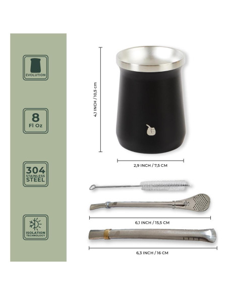 Juego de Taza de Yerba Mate GAUCHO-MARKET Negro Aislada Juego de Taza de Yerba Mate GAUCHO-MARKET Negro Aislada