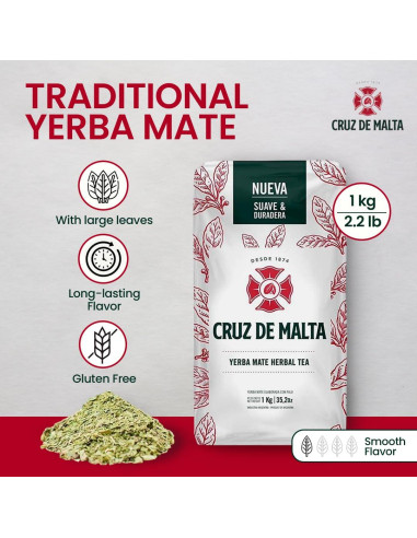 Yerba Mate Cruz de Malta 3 Kilos - Paquete de 3 Bolsas