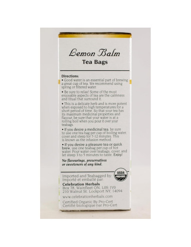Té de Melisa Orgánico Celebration Herbals - 24 Bolsitas