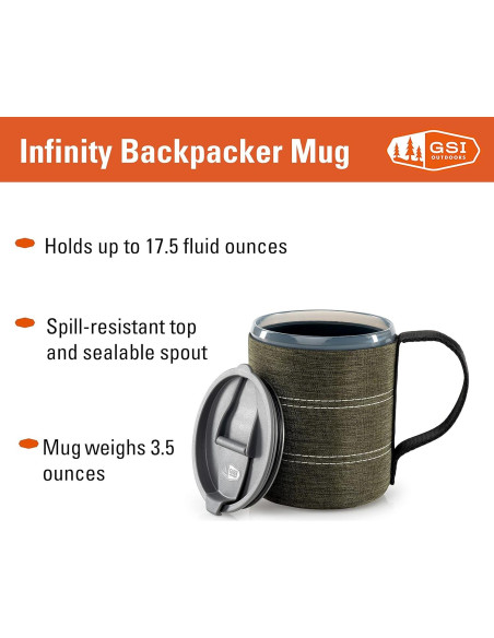 Taza de viaje GSI Outdoors Infinity Backpacker 500 ml Verde Taza de viaje GSI Outdoors Infinity Backpacker 500 ml Verde