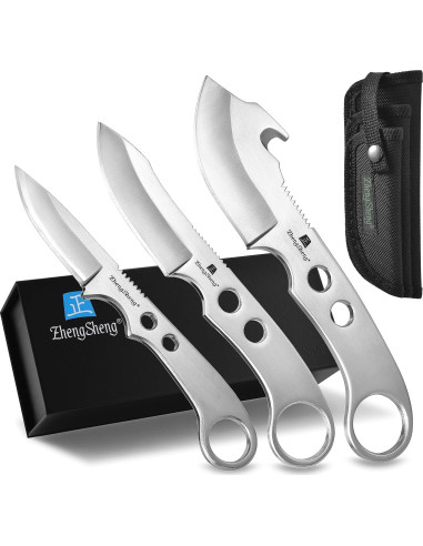 Juego de 3 cuchillos de supervivencia ZhengSheng con funda
