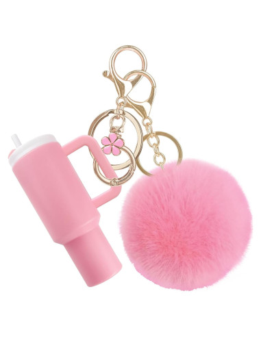 Llavero Mini Tumbler HXJ para Chapstick y Monedas - Rosa