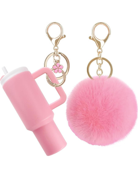 Llavero Mini Tumbler HXJ para Chapstick y Monedas - Rosa Llavero Mini Tumbler HXJ para Chapstick y Monedas - Rosa