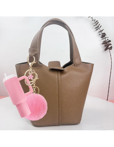 Llavero Mini Tumbler HXJ para Chapstick y Monedas - Rosa
