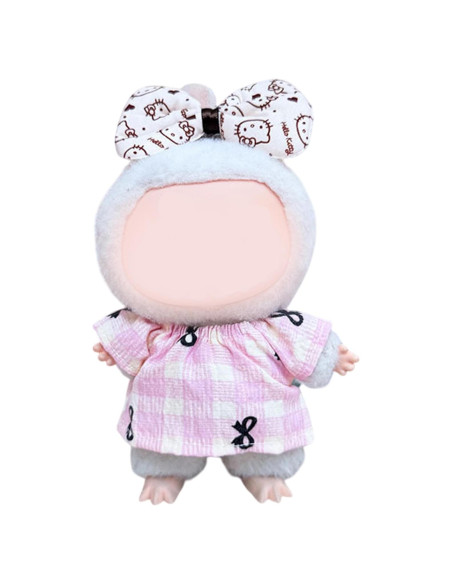 Conjunto de Ropa Elegante para Muñeca Labubu 17cm Rosa Conjunto de Ropa Elegante para Muñeca Labubu 17cm Rosa