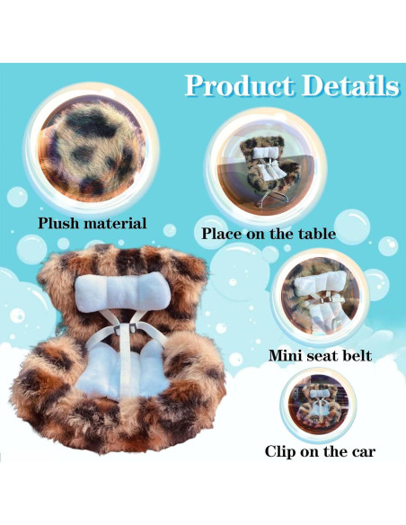 Asiento de Auto para Muñecas Genérico Leopardo con Cojín Suave Asiento de Auto para Muñecas Genérico Leopardo con Cojín Suave