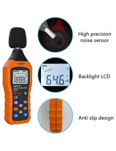 Medidor de Nivel de Sonido Digital VLIKE VL6708 30-130 dB