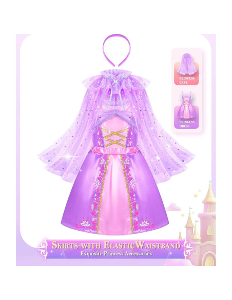 Disfraz de Princesa Jeowoqao para Niñas 3-6 Años con Accesorios Disfraz de Princesa Jeowoqao para Niñas 3-6 Años con Accesorios