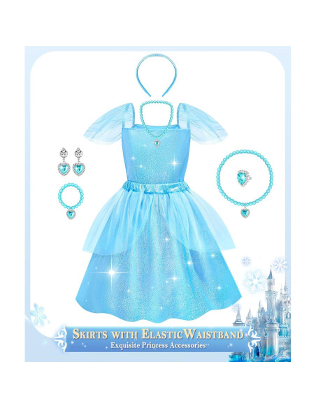 Disfraz de Princesa Jeowoqao para Niñas 3-6 Años con Accesorios Disfraz de Princesa Jeowoqao para Niñas 3-6 Años con Accesorios