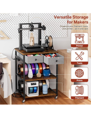 Soporte para Impresora 3D Portin con Regleta y Cajones