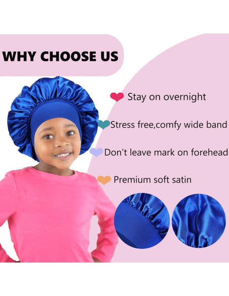 Bonete de satén para dormir LBYLUS azul para bebés Bonete de satén para dormir LBYLUS azul para bebés