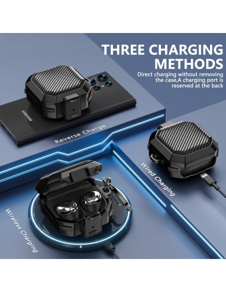 Funda Dura Galafoki Fibra de Carbono con Cerradura para Galaxy Buds Funda Dura Galafoki Fibra de Carbono con Cerradura para Galaxy Buds