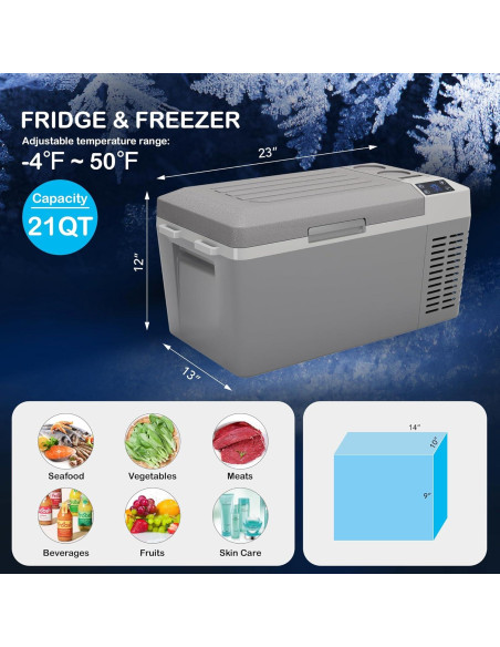 Refrigerador Portátil IDEALHOUSE 21QT 12V/24V DC y 110-240V AC Refrigerador Portátil IDEALHOUSE 21QT 12V/24V DC y 110-240V AC