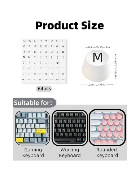 Calcomanías de Teclado Silicona Elevadas 64PCS - Virsomier Calcomanías de Teclado Silicona Elevadas 64PCS - Virsomier
