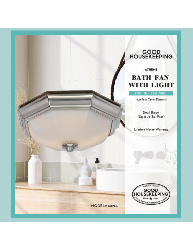 Ventilador de Baño Good Housekeeping Atenas 80 CFM 2 Sones con Luz