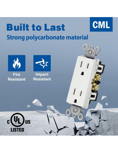 Receptáculo de Pared CML 15A 125V Blanco Paquete de 20
