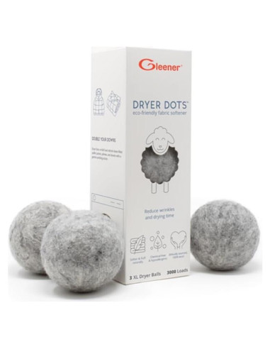 GLEENER Dots para Secadora - 3 Bolas de Lana Natural