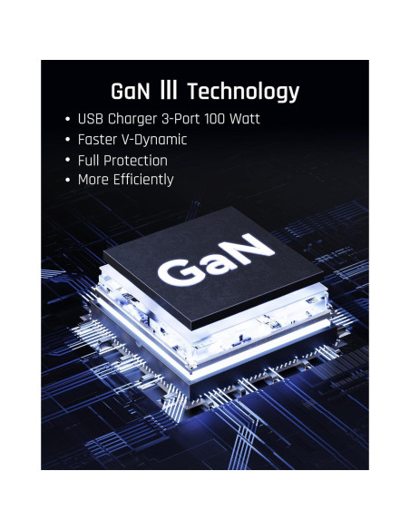 Cargador de Pared VOLTME 100W GaN III USB-C 3 Puertos Cargador de Pared VOLTME 100W GaN III USB-C 3 Puertos