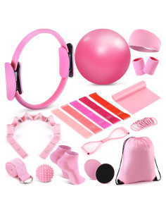 Kit de Pilates Poen 18 Piezas con Anillo, Pelota y Bandas